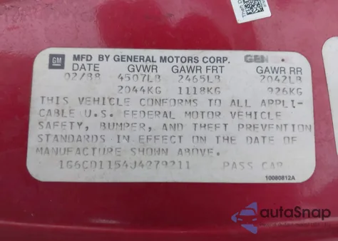 1988 Cadillac Deville z USA, uszkodzony, nr VIN 1G6CD1154J4279211